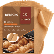 Burfoko 10x15 Inch Unbleached Parchment Paper - 250 Precut Sheets, Non-Stick Baking & Air Fryer Safe, Quarter Pan Size