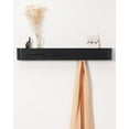 thumbnail image 1 of Burfoko Wall-Mounted Coat Rack - Modern Solid Wood Veneer Shelf with 9 Hidden Hooks, Scandinavian Design, 66lb Capacity, Oak Black Finish, 1 of 1