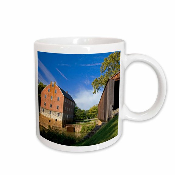 3drose, Burfordville Grist Mill, Covered Bridge Missouri - Us26 Dfr0053 - David R. Frazier, 11oz Mug