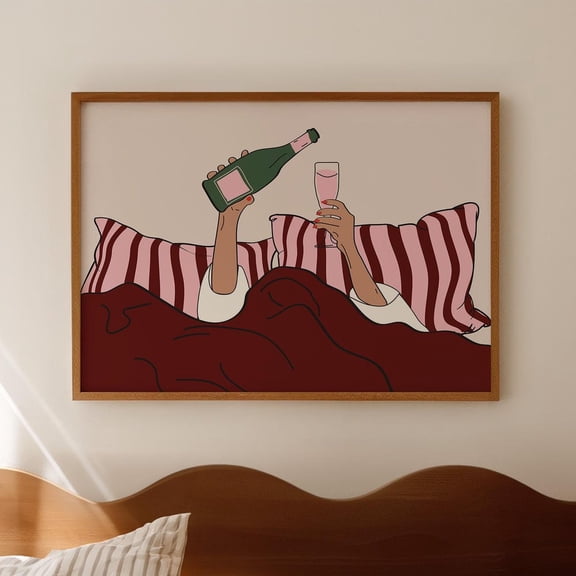 Burg.Undy Print For Bedroom: Maroon & Pink Above Bed Art, Trendy Bedroom Wall Art, New Years Party Decor UNFRAMED PAPER POSTER, Home Decor, Vintage Gift, Living Room Dercor