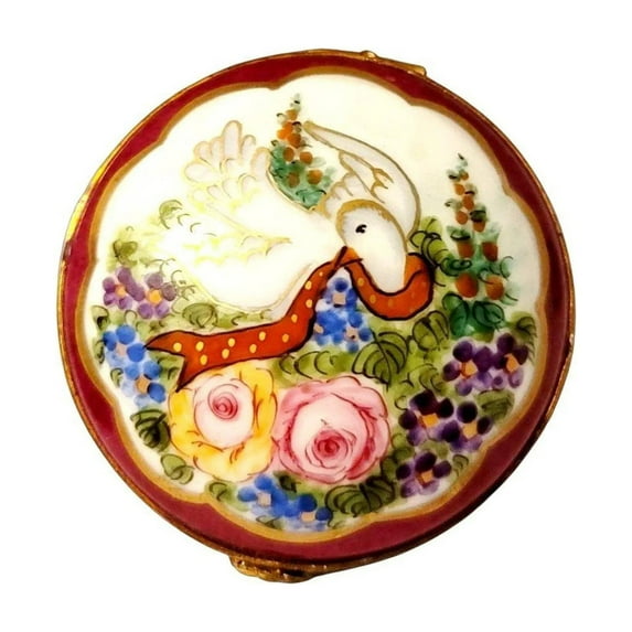 Burgundy Dove Box for Home Decor Limoges Box Porcelain Figurine
