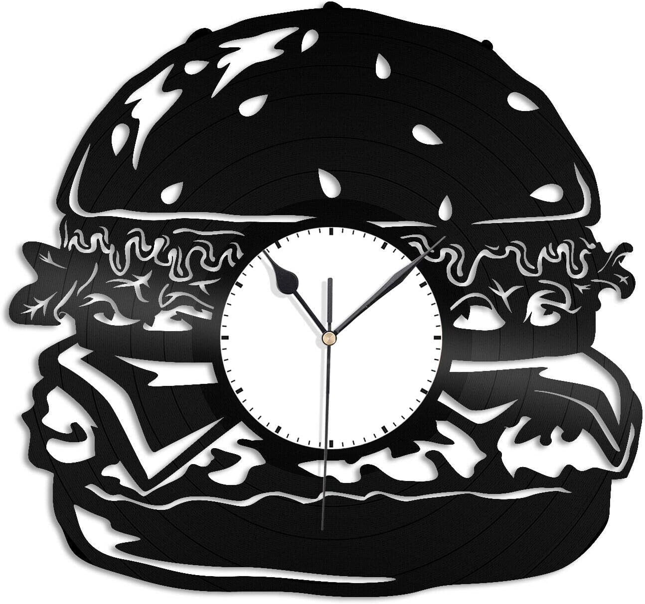 Burger & Chips Wall Clock Black