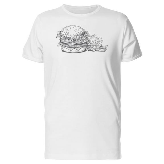 Burger And Fries B&w Tee Men's -Image by Shutterstock