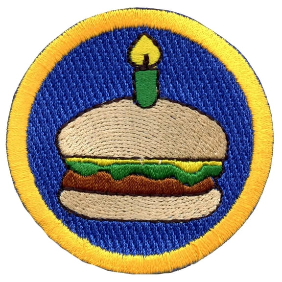 Burger Birthday Scout Merit Badge Embroidered Iron on Patch