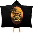 thumbnail image 1 of Burger Cheeseburger Vintage Art Food Hamburger Wearable Hooded Blanket Throw Cloak Wrap Warm Robe Cape for Bed Couch, 1 of 6