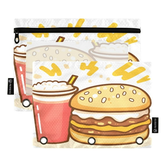 Burger Cola 9.8x7.1in Water Resistant Binder Pouch, 3-Ring Compatible, Transparent Front