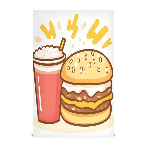 Burger Cola Decorative Waffle Towel Kitchen Dishcloth 28x18in Multi-Use Tea Towel