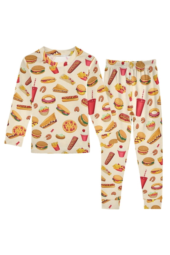Burger Cola Pattern Cotton Pajamas 2 Piece Set Sleepwear Soft and Comfortable Homewear Nightwear