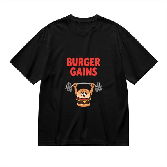 Burger Gains, Burger Print 1, T Shirt for Men, Vintage Graphic Tees Men, 23806968,S
