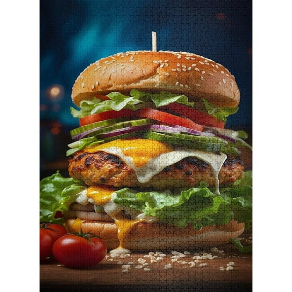 Burger Hamburger 500 Piece Jigsaw Puzzle Challenging Fun Puzzle Family Educational Game Toys Activities Gift
