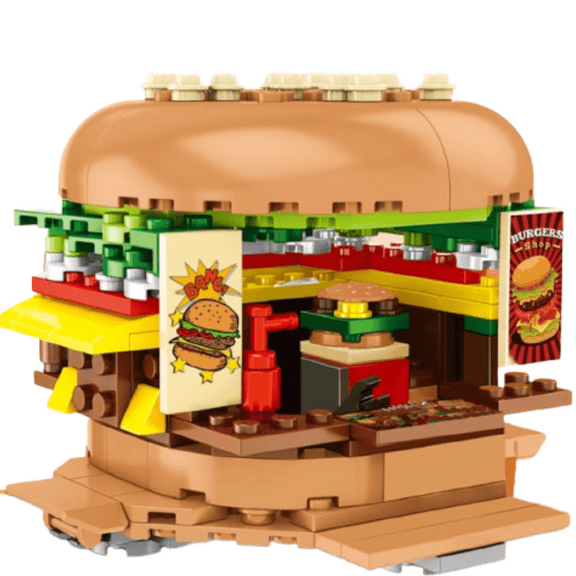 General Jims Toys & Bricks Burger Joint Restaurant, Modular City Building Blocks Set