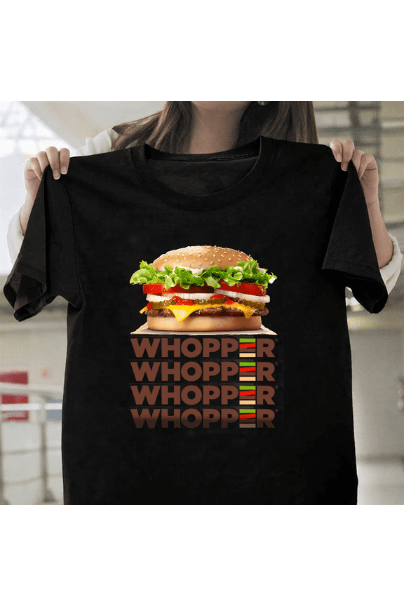 Burger King Whopper Sandwich Logo Fast Food Restaurant King Unisex T-Shirt, for men & women, up to size 5XL.