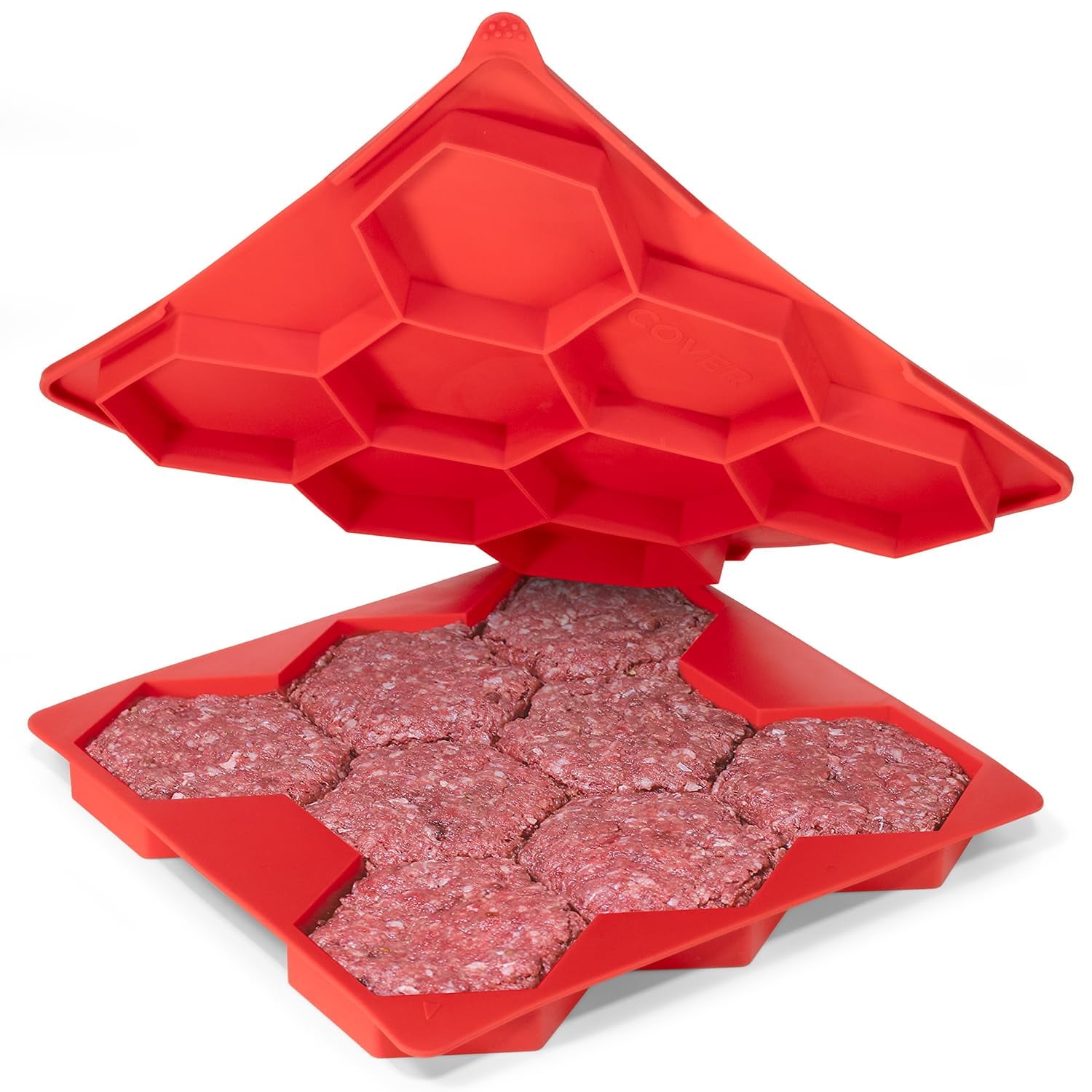 Shop Square Patty Storage Container, 8 in 1 Silicone Burger Mold ...
