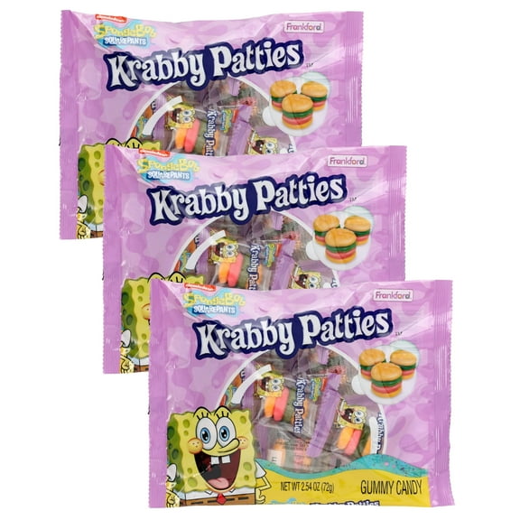 Burger Patty Gummy Candy 2.54 oz Individually Wrapped for Easter Egg Hunt Basket Stocking Stuffers Birthday Holiday Party Favors Treats Goodie Bowl Fillers Sweet Snacking Candies Gift Set - 3 count