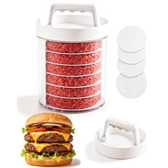 Burger Patty Maker Press,Hamburger Patty Storage Containers, Manual Burger Patty Press,Stackable Hamburger Press for 5-9 Patties