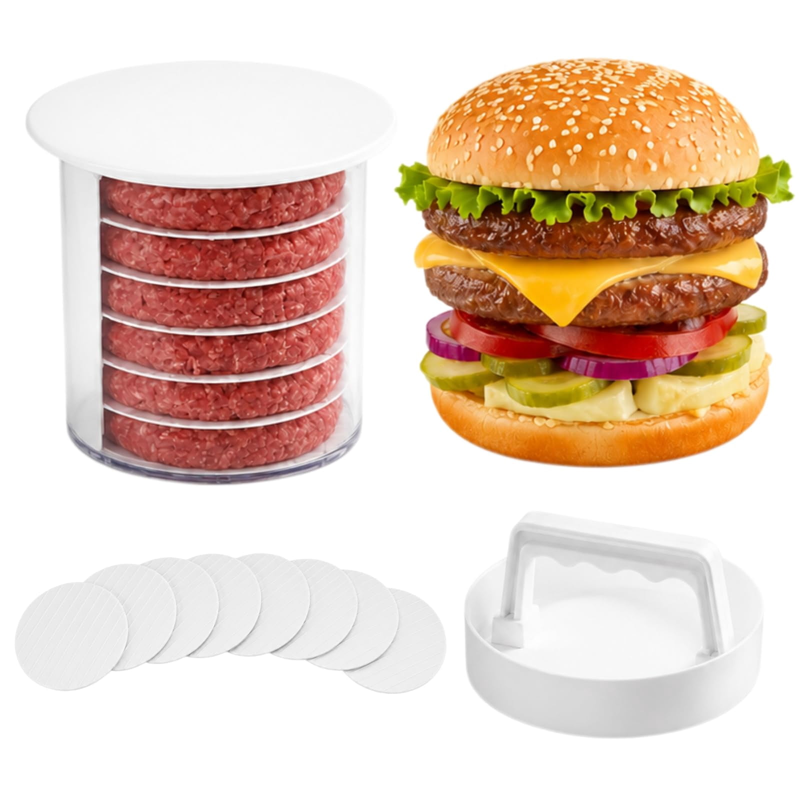 Butker Press Burger Patty Maker Press, Stackable Hamburger Press with Separator ...