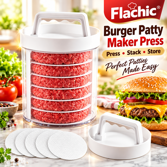 Burger Patty Maker Press, Stackable Hamburger Press with 7 or 9 Separator Discs, Manual Burger Press for BBQ Meal Prep
