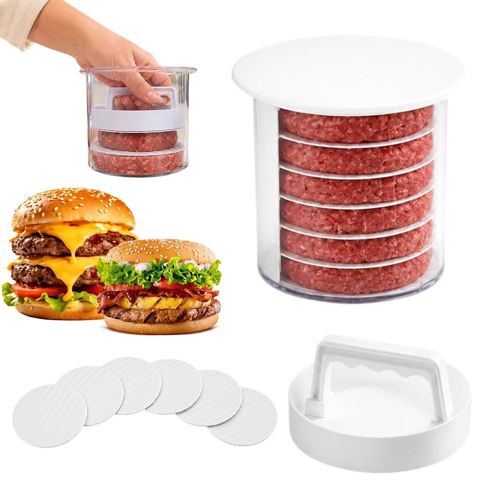 Stacking Cargo Signage Burger Patty Maker, Press with Stackable Storage & Separator Discs ...