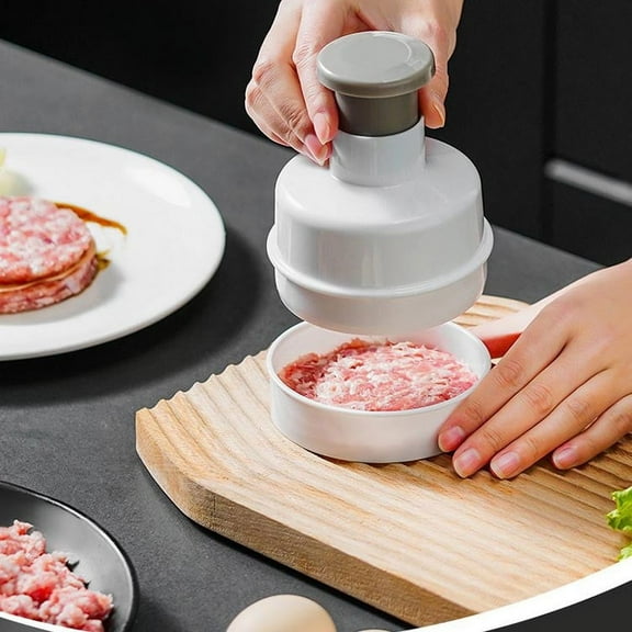 Burger Patty Press | Non-Stick Hamburger Meat Molder | Ergonomic | Easy-Release, Detachable Base | 12.5x9.6cm, White | Home Kitchen Tool for Sliders, Beef, Shrimp, Oatmeal, Tacos | Easy Clean