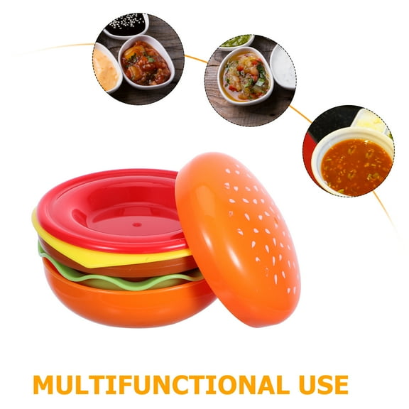 Supvox Ingredient Plate For Prep Hamburger Shape Plate Set Plastic 6Pcs