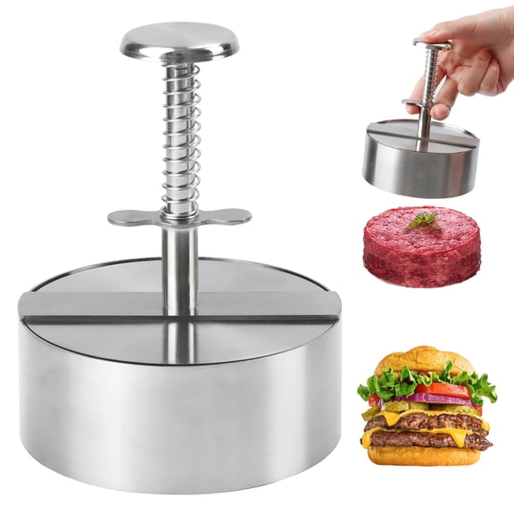Burger Press, Adjustable Hamburger Patty Maker Food Grade 304 Stainless Steel, Non-Stick Stuffed Patty Molds Making for Beef
