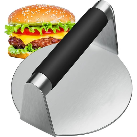 Large Burger Press for Griddle, Stainless Steel Burger Smasher, Grill Press for Flat Top Grill Cooking, 5.6 Inch Hamburger Smasher with Bottle Opener, Square Smashed Burger Press