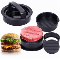 Non Stick Burger Press 3 in 1 Patty Mold with 100Pcs Paper, for Homemade Stuffed Burgers Sliders Veggie Beef, Kitchen BBQ Tool, Black