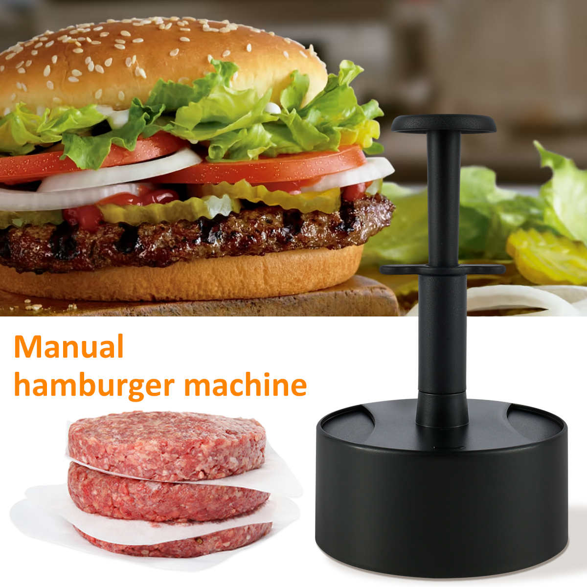 Burger Press Round,Adjustable HeavyDuty Cast Iron Smash Burger Press