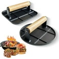 thumbnail image 1 of Burger Press,Smash Burger Press for Griddle with Wood Handle,Burger Smasher for Grill, Steak Bacon Smasher for Camping, 1 of 17