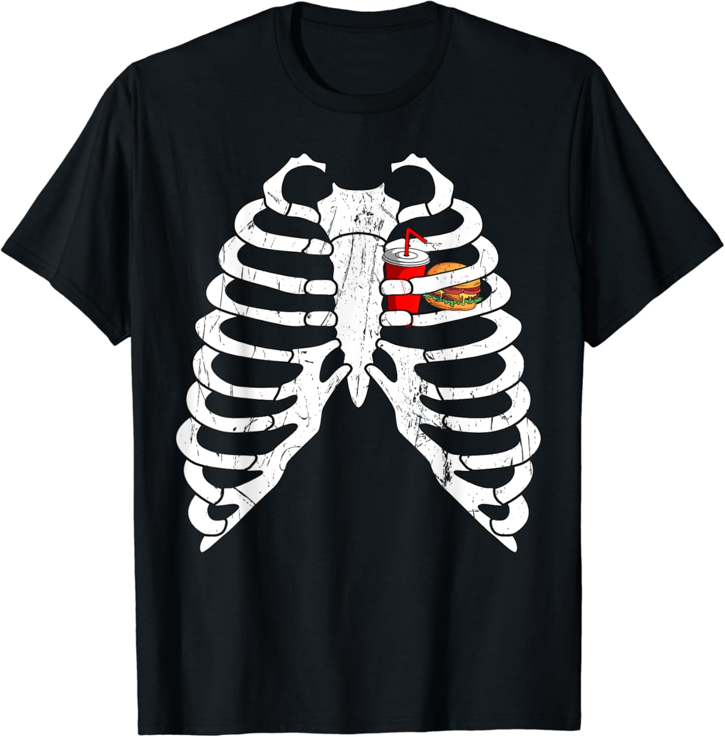 Burger Skeleton Xray Hamburger Fast Food French Fries T-Shirt - Walmart.com