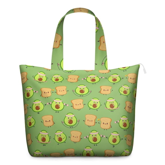 Burger-Themed Large Capacity Travel Tote Bag for Women - Lightweight Zippered Weekender with Interior Pockets | American Foodie Gift for College Students & Moms on the Go