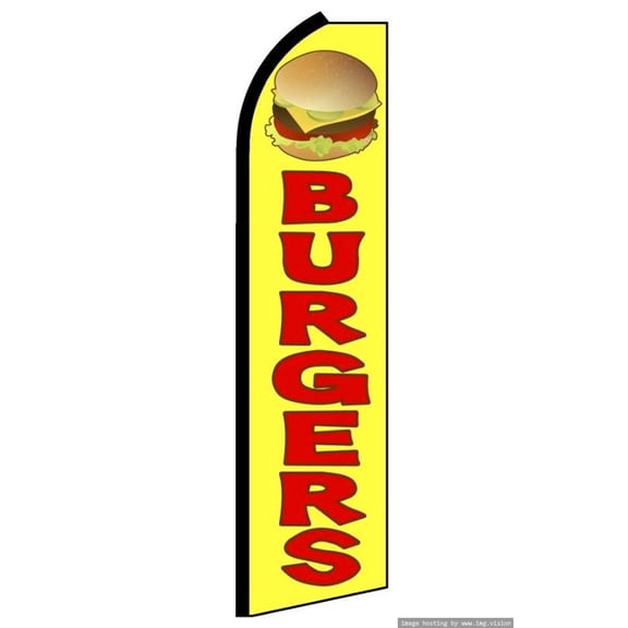 Burger (Yellow) Swooper Flag (Hardware Not Included) |Advertisement /Business Flags | Feather Flag |
