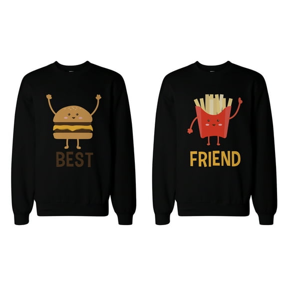 Burger and Fries BFF Sweatshirts Best Friend Matching Pullover Fleece