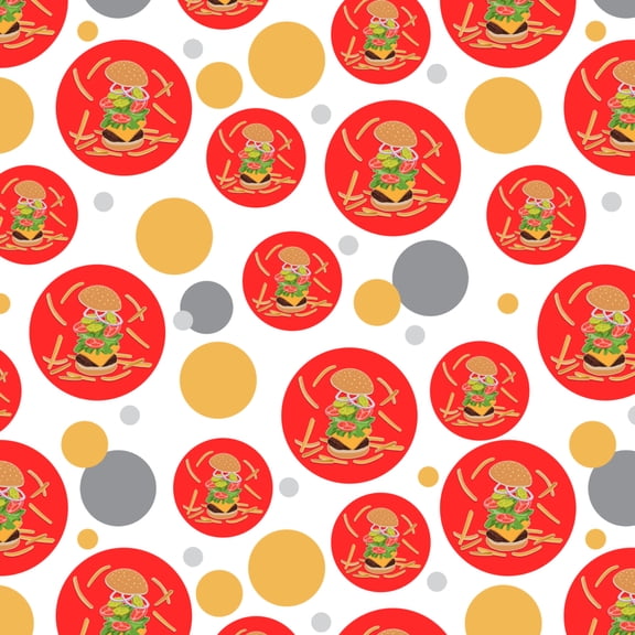 Burger and Fries with Lettuce Cheese Tomatoes and Pickles Premium Gift Wrap Wrapping Paper Roll