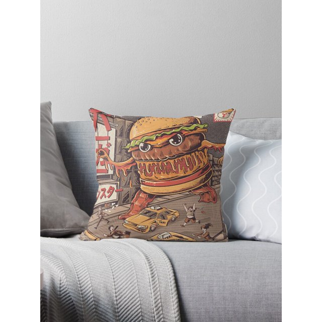 BurgerZilla Throw Pillow Covers Cases Cushion Cover Case Sofa 20x20