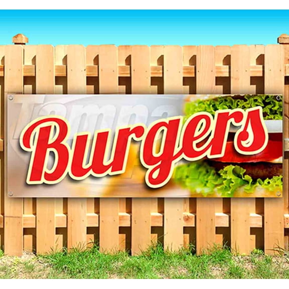 Burgers 13 oz Vinyl Banner With Metal Grommets