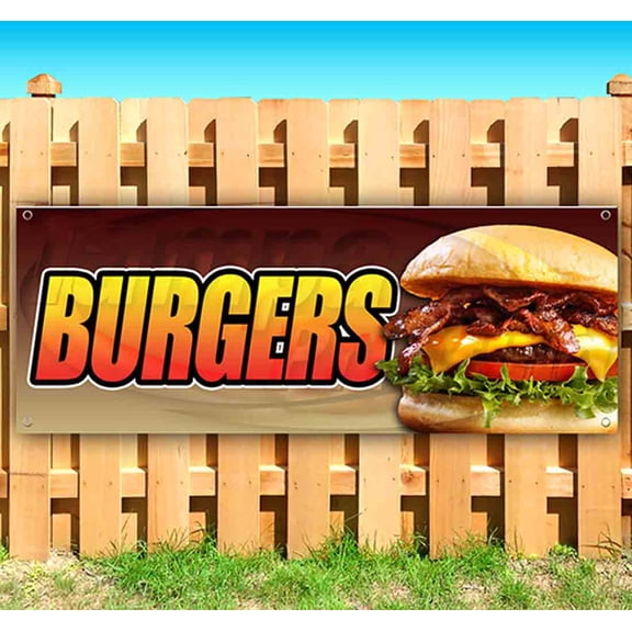 Burgers 13 oz Vinyl Banner With Metal Grommets