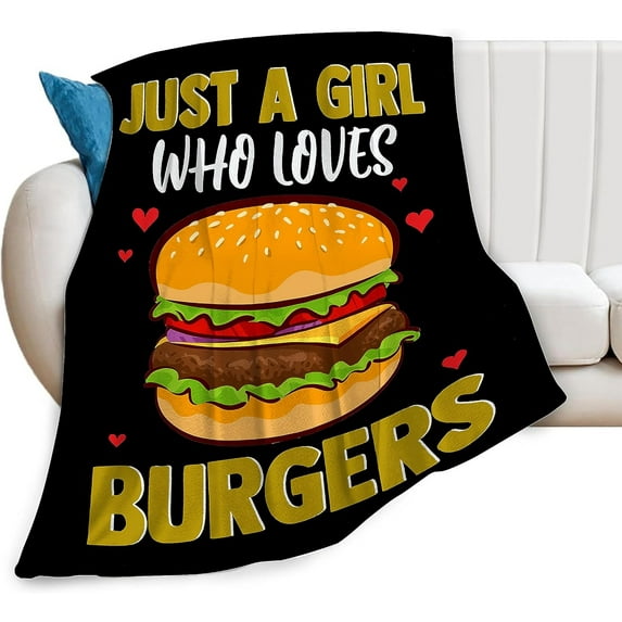 Burgers Blanket Food Hamburger Super Soft Warm Cozy Fuzzy Plush Blanket Gifts for Girls Boys Kids Bed Decor Hamburger