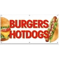 thumbnail image 1 of Burgers & Hot Dogs Banners Polyester Fabric Sign Funny Metal Tin Signs 12×8 Inch, 1 of 4