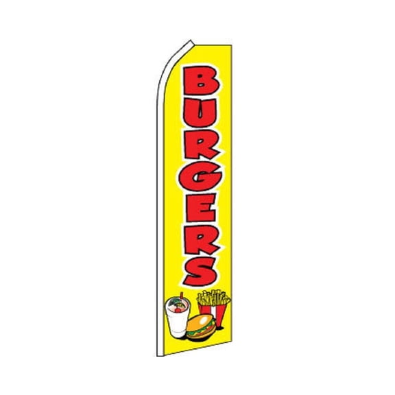 Burgers Red Yellow Swooper Super Feather Advertising Marketing Flag