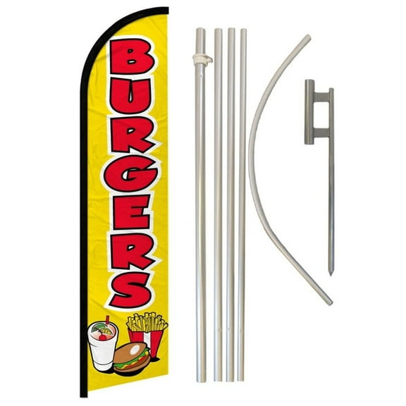 Burgers Windless Banner Flag & Pole Kit
