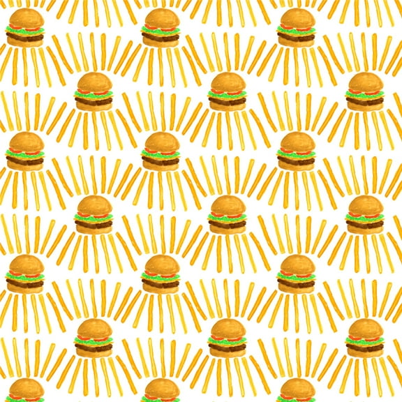 Burgers and Fries Fast Food Pattern Premium Roll Gift Wrap Wrapping Paper