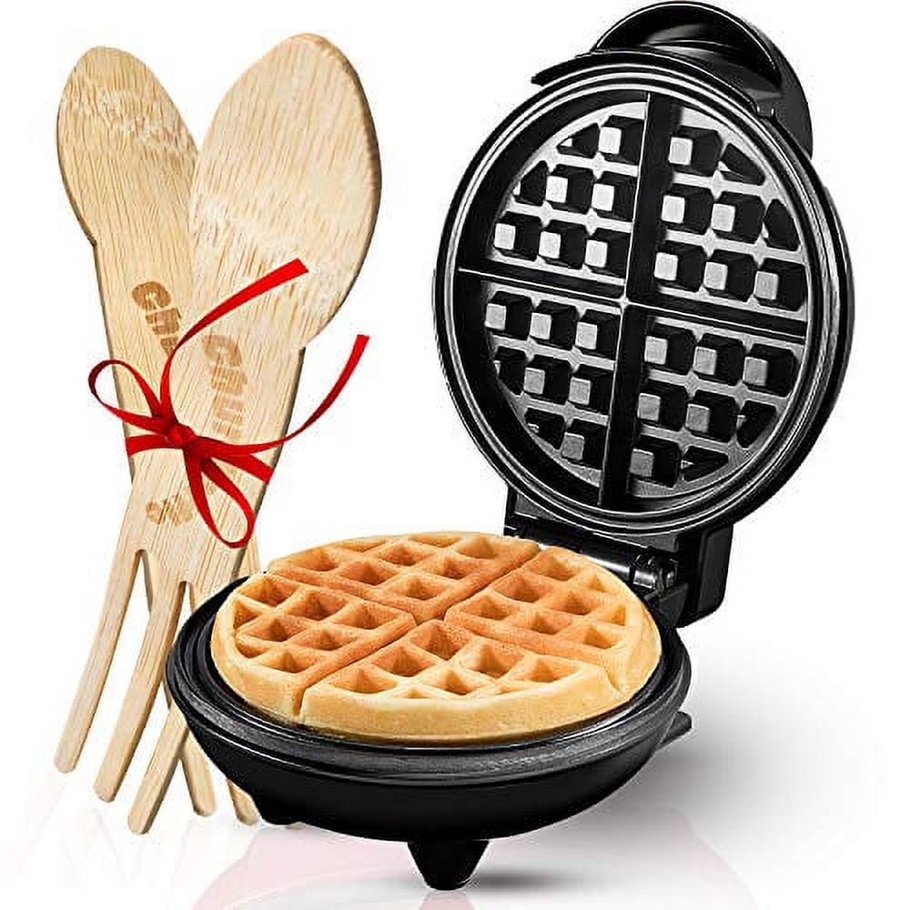 FineMade Double Mini Waffle Maker with 4 Inch Dual Non Stick Surfaces,  Excellent Small Belgian Waffle Maker Iron for Families, Kids and Individuals