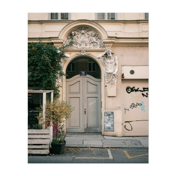 Burggasse 76 - Vienna Austria Photography Architecture Graffiti Street Photography Vintage City Unframed Wall Art Print 22 x 28 inches