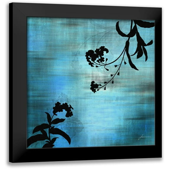 Burghardt, James 12x12 Black Modern Framed Museum Art Print Titled - Aqua Floral I