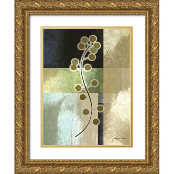 Burghardt, James 12x14 Gold Ornate Wood Framed with Double Matting Museum Art Print Titled - Brushed Metro Stems IV