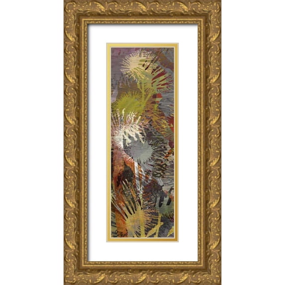 Burghardt, James 13x32 Gold Ornate Wood Framed with Double Matting Museum Art Print Titled - Thistle Panel I