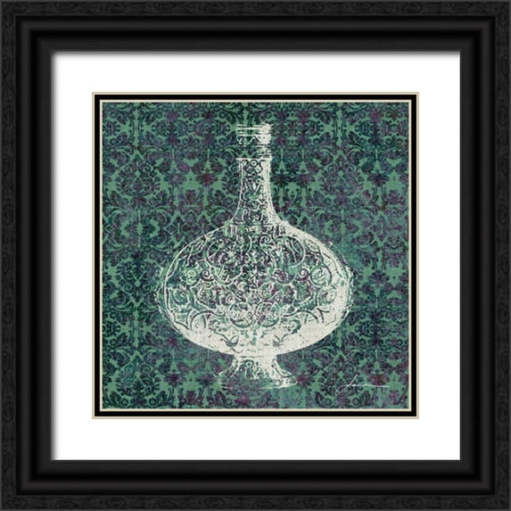 Burghardt, James 15x15 Black Ornate Wood Framed with Double Matting Museum Art Print Titled - Patterned Bottles IV