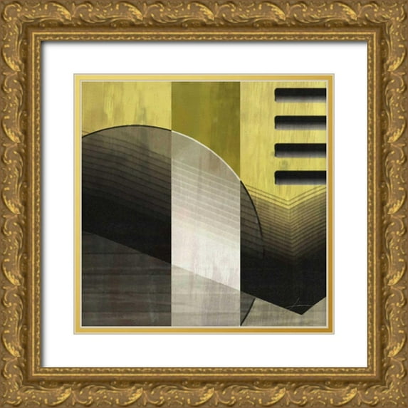 Burghardt, James 20x20 Gold Ornate Wood Framed with Double Matting Museum Art Print Titled - Quartet Tiles IV