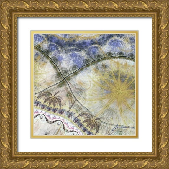 Burghardt, James 26x26 Gold Ornate Wood Framed with Double Matting Museum Art Print Titled - Bedouin Map I